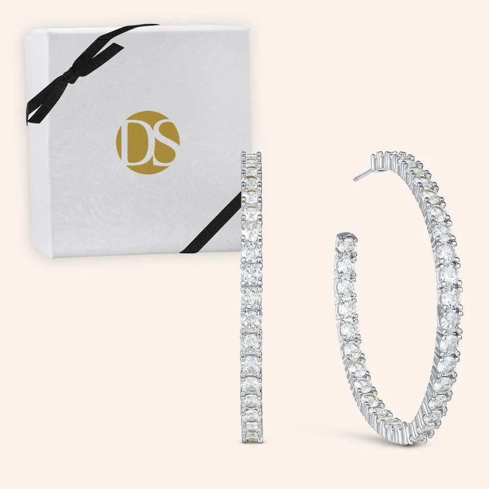 "Queen of Hearts" 3.74CTW Round Cut Inside-Outside 2" Hoops