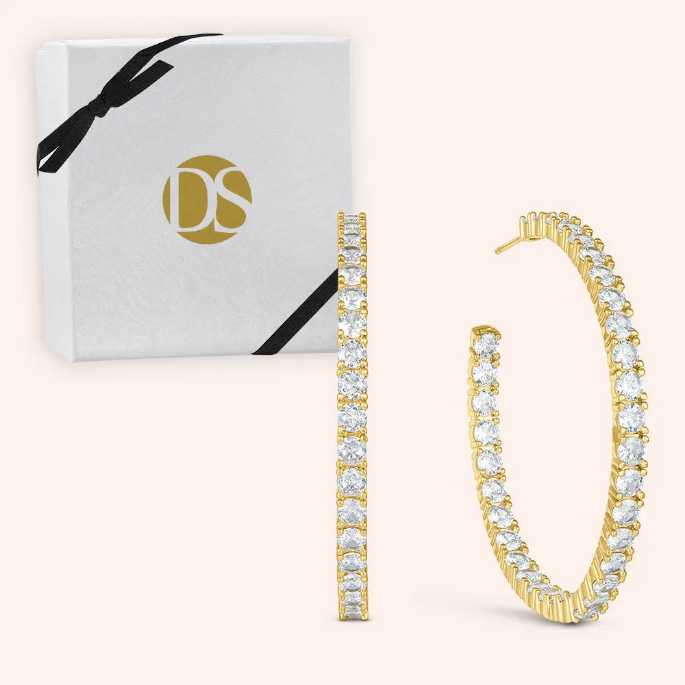 "Queen of Hearts" 3.74CTW Round Cut Inside-Outside 2" Hoops
