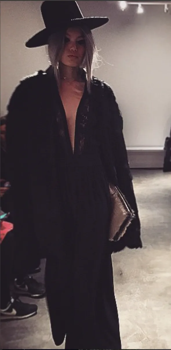 Rabbit Cape & Deep V Dress Coat