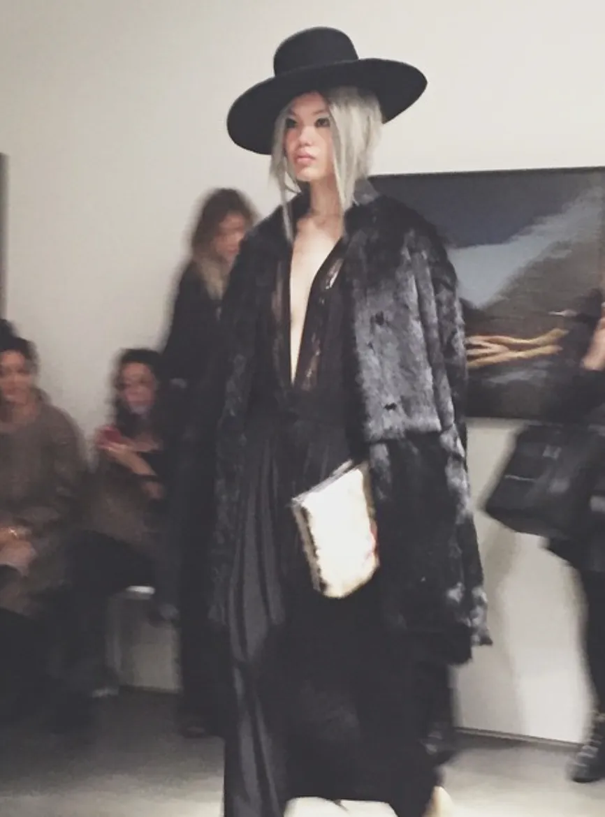 Rabbit Cape & Deep V Dress Coat