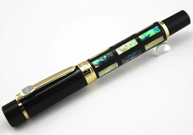 Real Sea Shell Luxury Fountain Pen Jinhao 650 Black 18kgp Medium Nib Great Wall