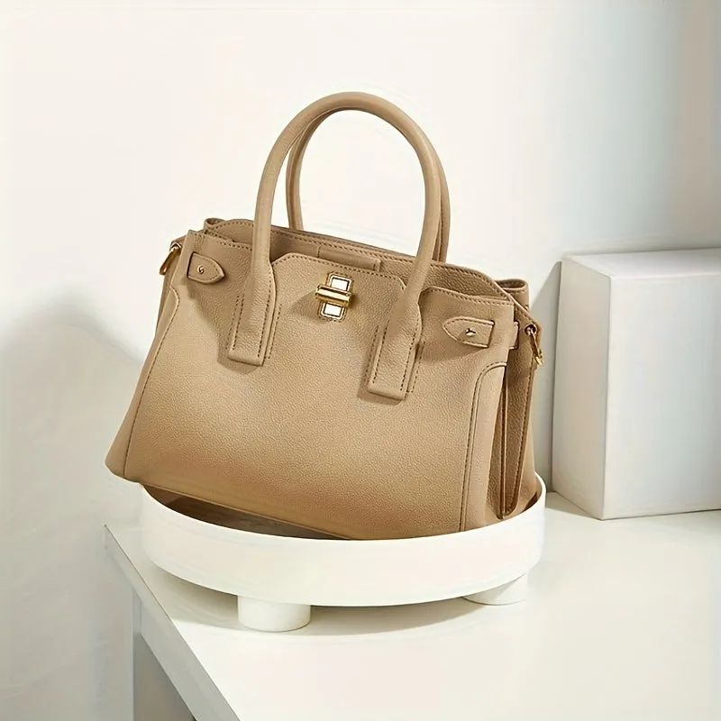 realaiot  Large Capacity Handbag For Women, Simple Solid Color Tote Bag, Casual Satchel Bag, Top Handle Versatile Crossbody Bag