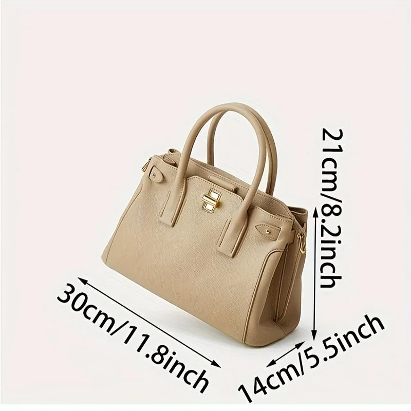 realaiot  Large Capacity Handbag For Women, Simple Solid Color Tote Bag, Casual Satchel Bag, Top Handle Versatile Crossbody Bag