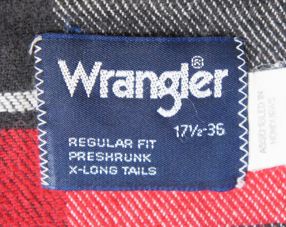 Red, Black & White Striped Flannel Western Pearl Snap Shirt - Size XL