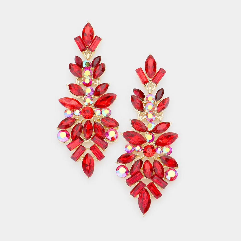 Red Crystal Pageant Drop Earrings  | 280769
