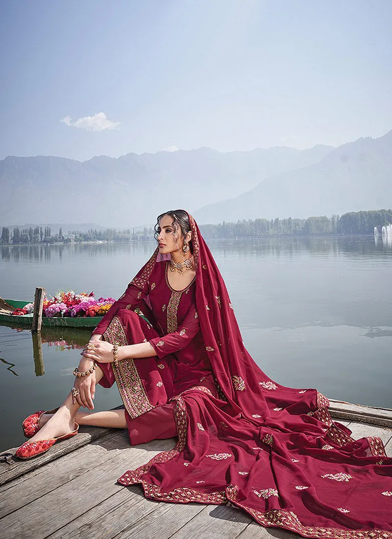Red Embroidered Salwar Suit