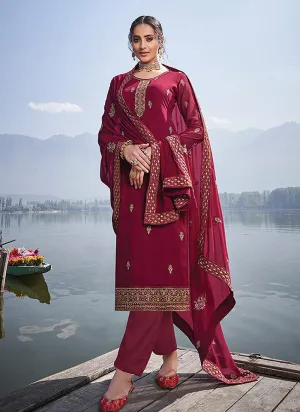 Red Embroidered Salwar Suit
