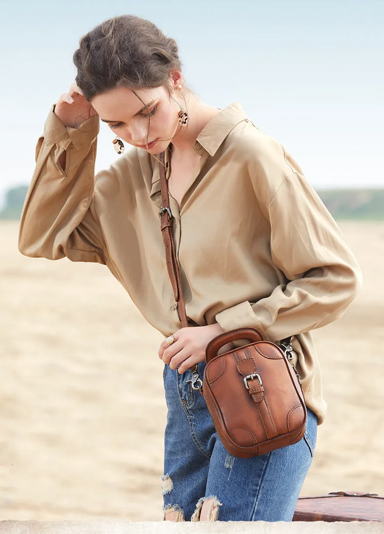 Red Leather Womens Small Vertical Shoulder Bag Small Handmade Crossbody Handbag Purse for Ladies