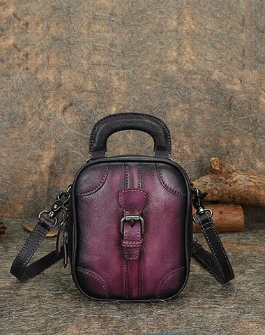 Red Leather Womens Small Vertical Shoulder Bag Small Handmade Crossbody Handbag Purse for Ladies
