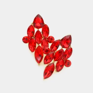 Red Marquise Stone Cluster Pageant Earrings | Interview Earrings |  577827