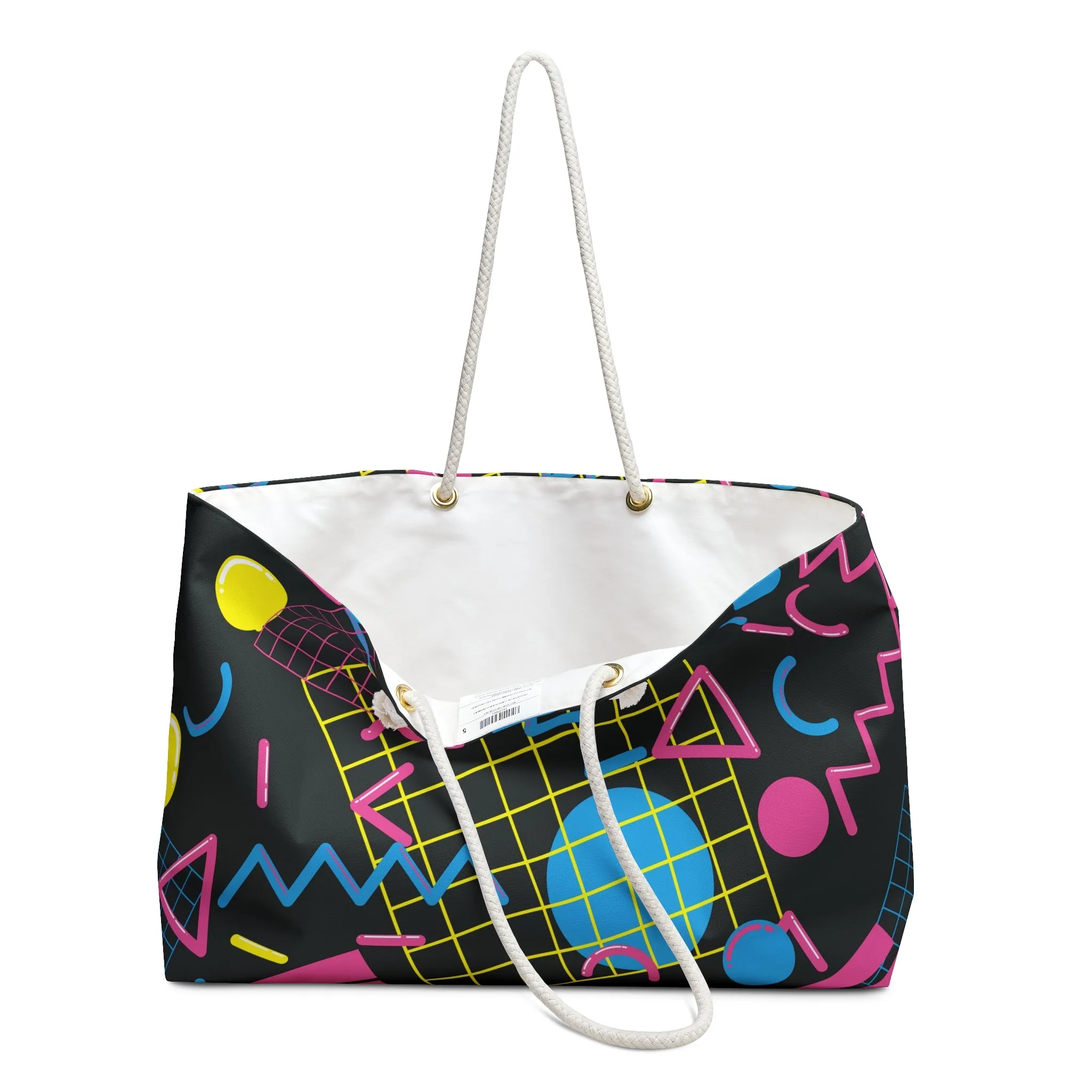 Retro Geometric Weekender Bag - Stylish Travel Tote for Weekend Getaways