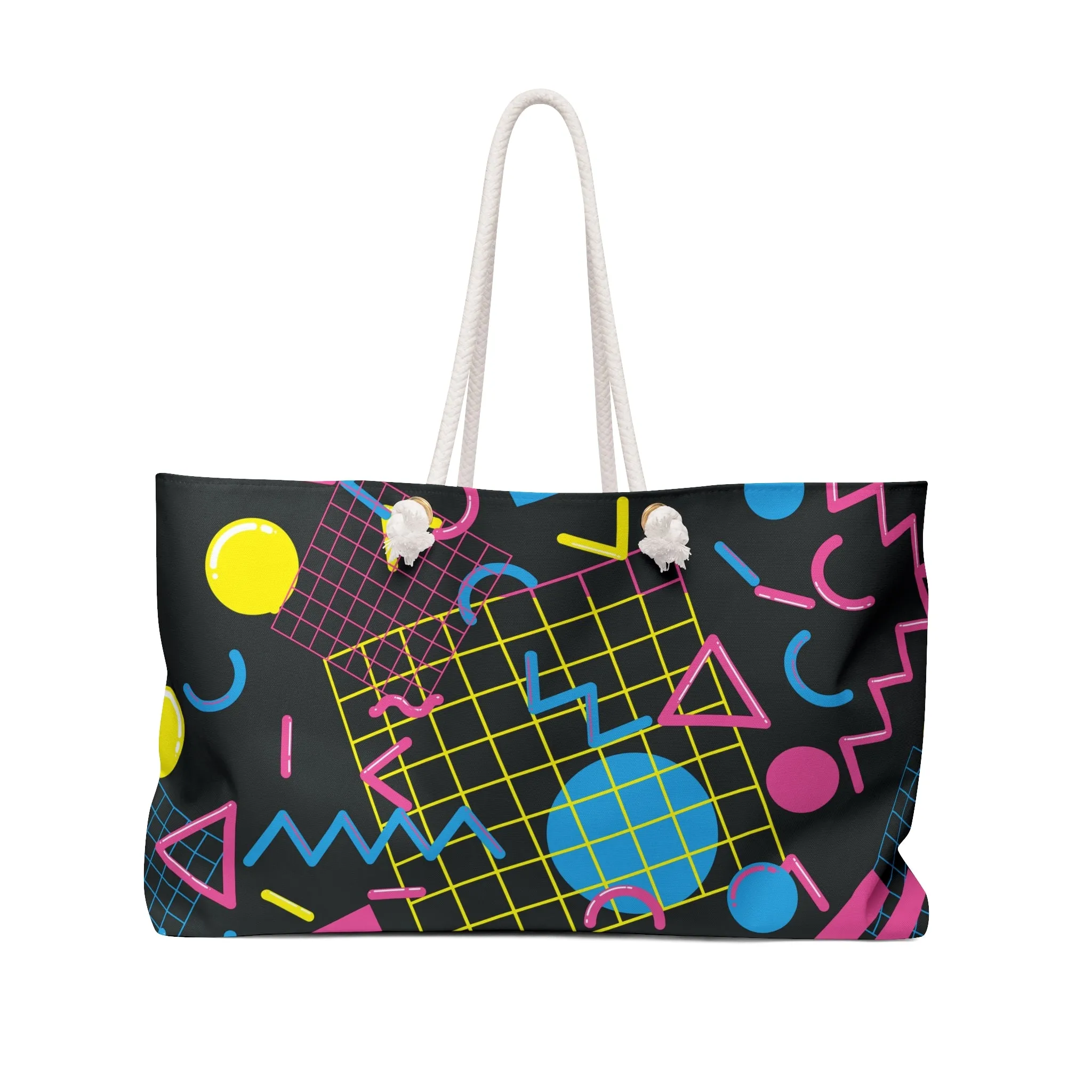 Retro Geometric Weekender Bag - Stylish Travel Tote for Weekend Getaways