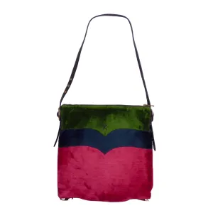 ROBERTA DI CAMERINO- 1970s Red & Green Velvet Shoulder Bag
