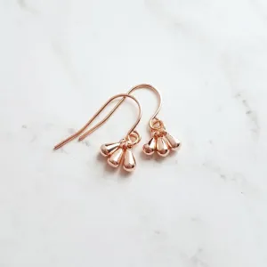 Rose Gold Drop Earrings - dainty little dangle teardrop minimalist trio of small polished charms - 14K gold fill upgrade hook option