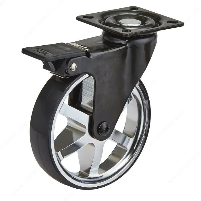 Roulette design simple en aluminium - chrome et noir