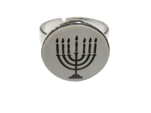 Round Menorah Adjustable Size Fashion Ring