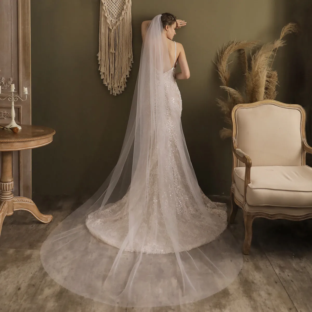 Roycebridal Chapel Length Simple Tulle Veil