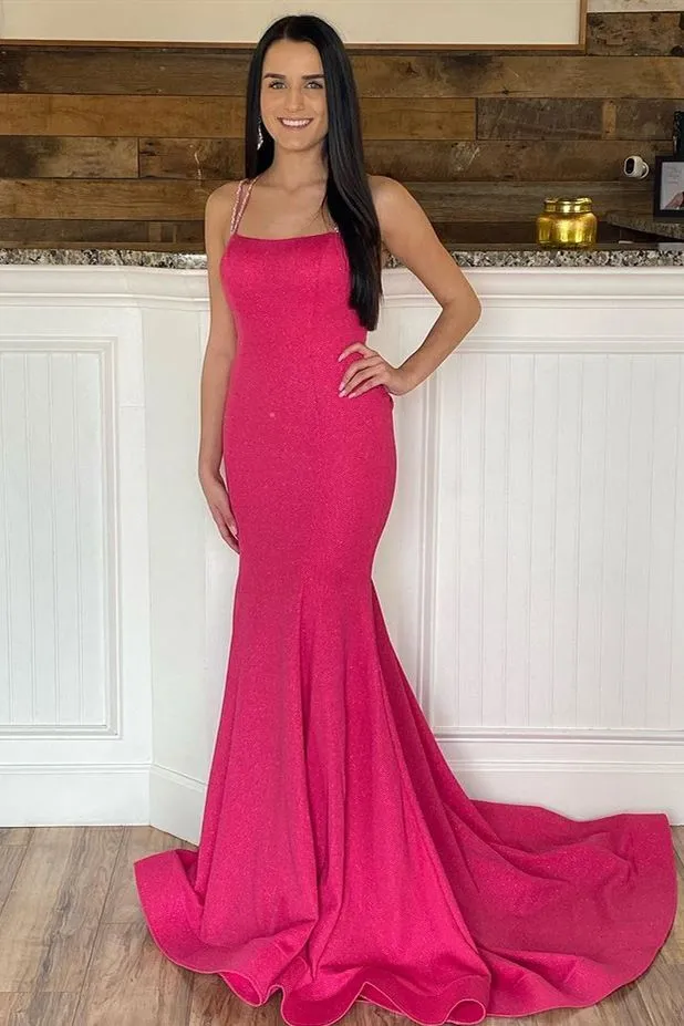 Roycebridal Light Blue Beaded Backless Trumpet Long Prom Dress