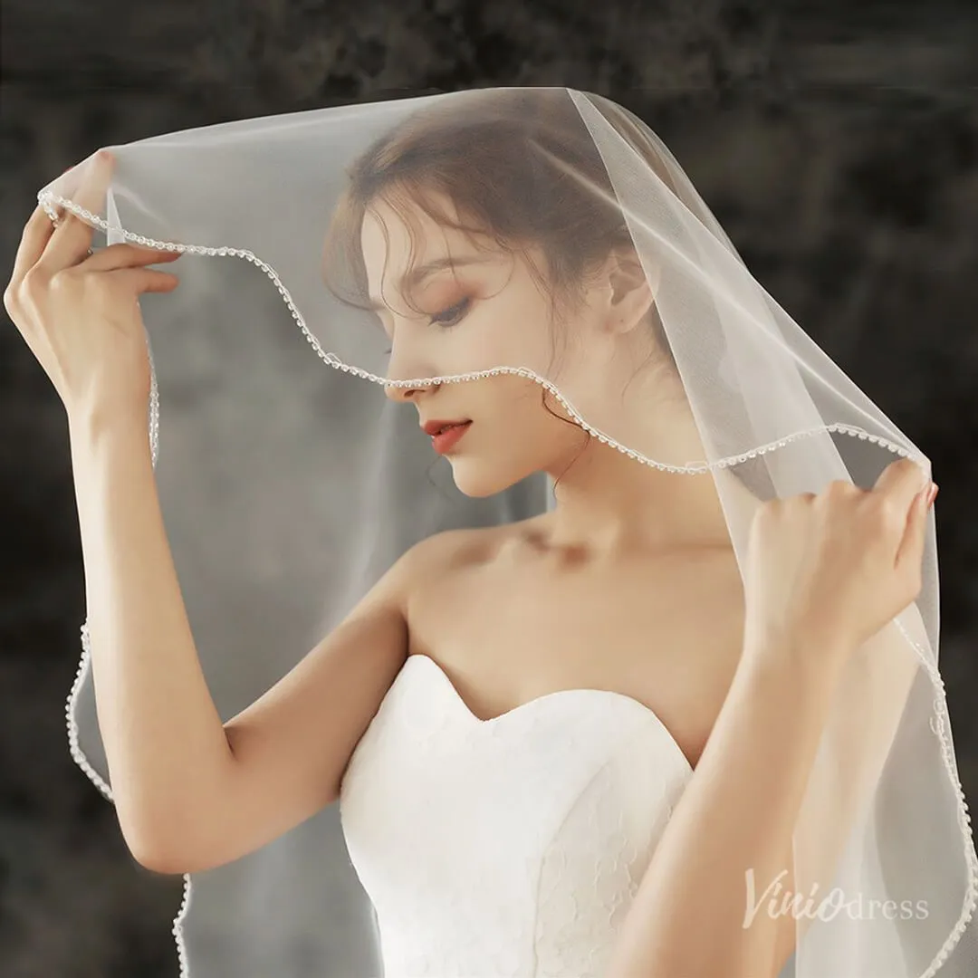 Roycebridal Simple Tulle Drop Veil Viniodress TS1922