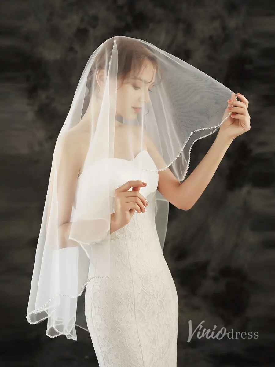 Roycebridal Simple Tulle Drop Veil Viniodress TS1922