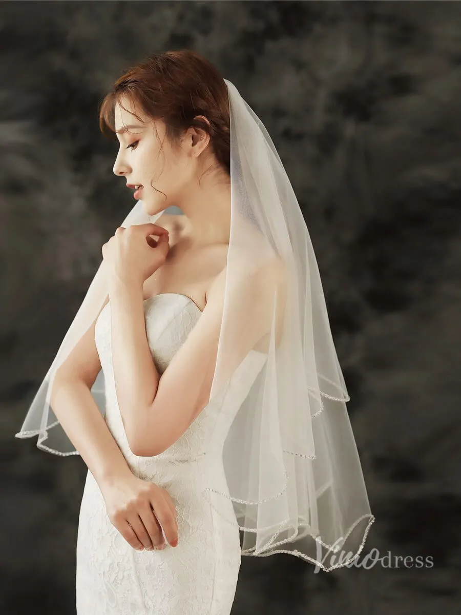 Roycebridal Simple Tulle Drop Veil Viniodress TS1922
