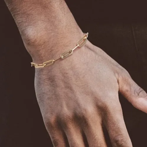 S925 Italy Silver Paper Clip Bracelet in 14K Gold Vermeil - 5mm