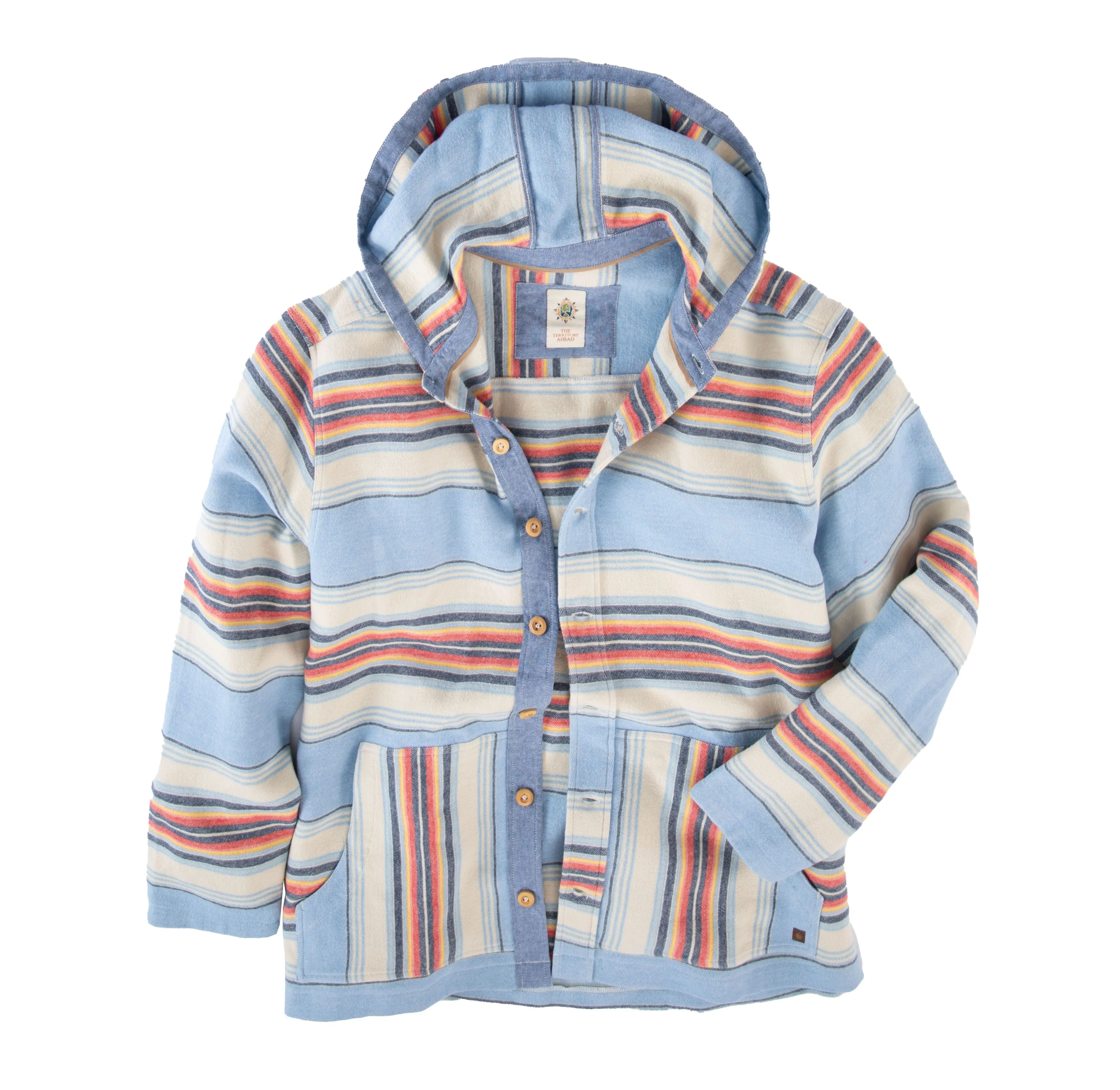 Saint Tropez Striped Button-Front Hoodie