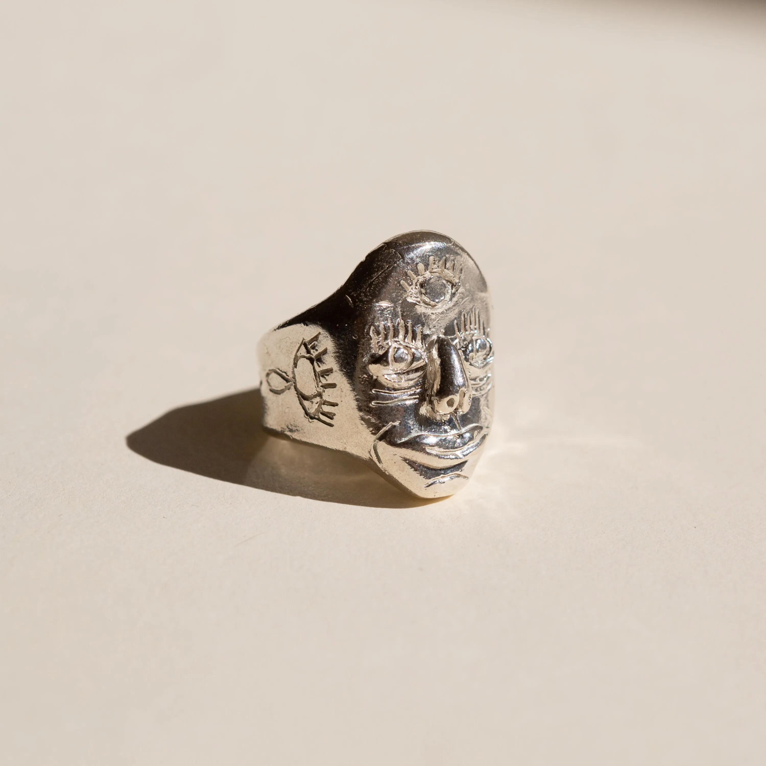 Sculpted Face Ring | Sterling Silver | MADE TO ORDER