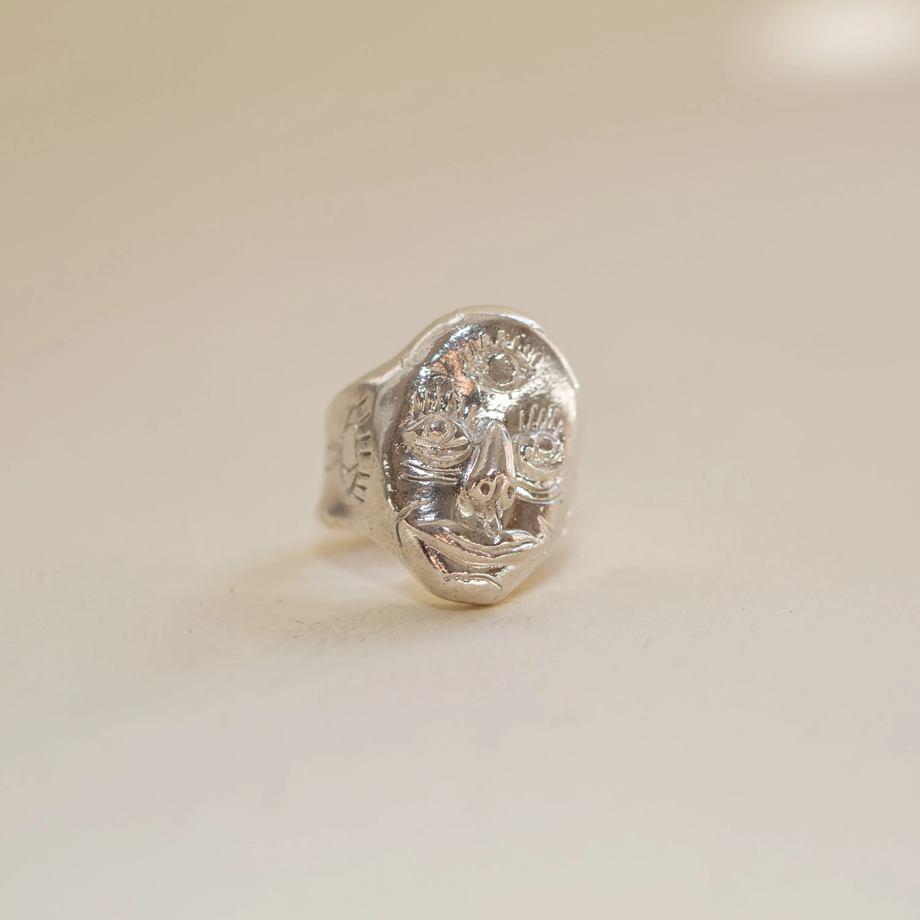 Sculpted Face Ring | Sterling Silver | MADE TO ORDER