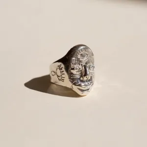 Sculpted Face Ring | Sterling Silver | MADE TO ORDER