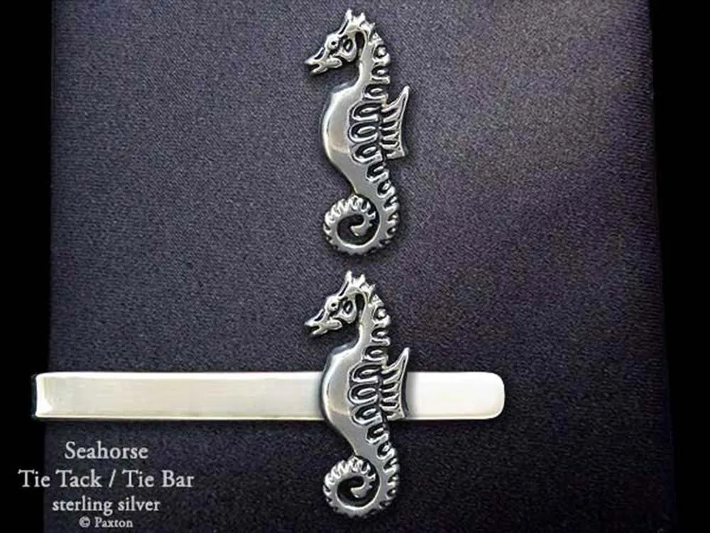 Seahorse Tie Tack or Seahorse Tie Bar / Tie Clip Sterling Silver
