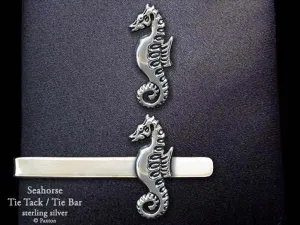 Seahorse Tie Tack or Seahorse Tie Bar / Tie Clip Sterling Silver