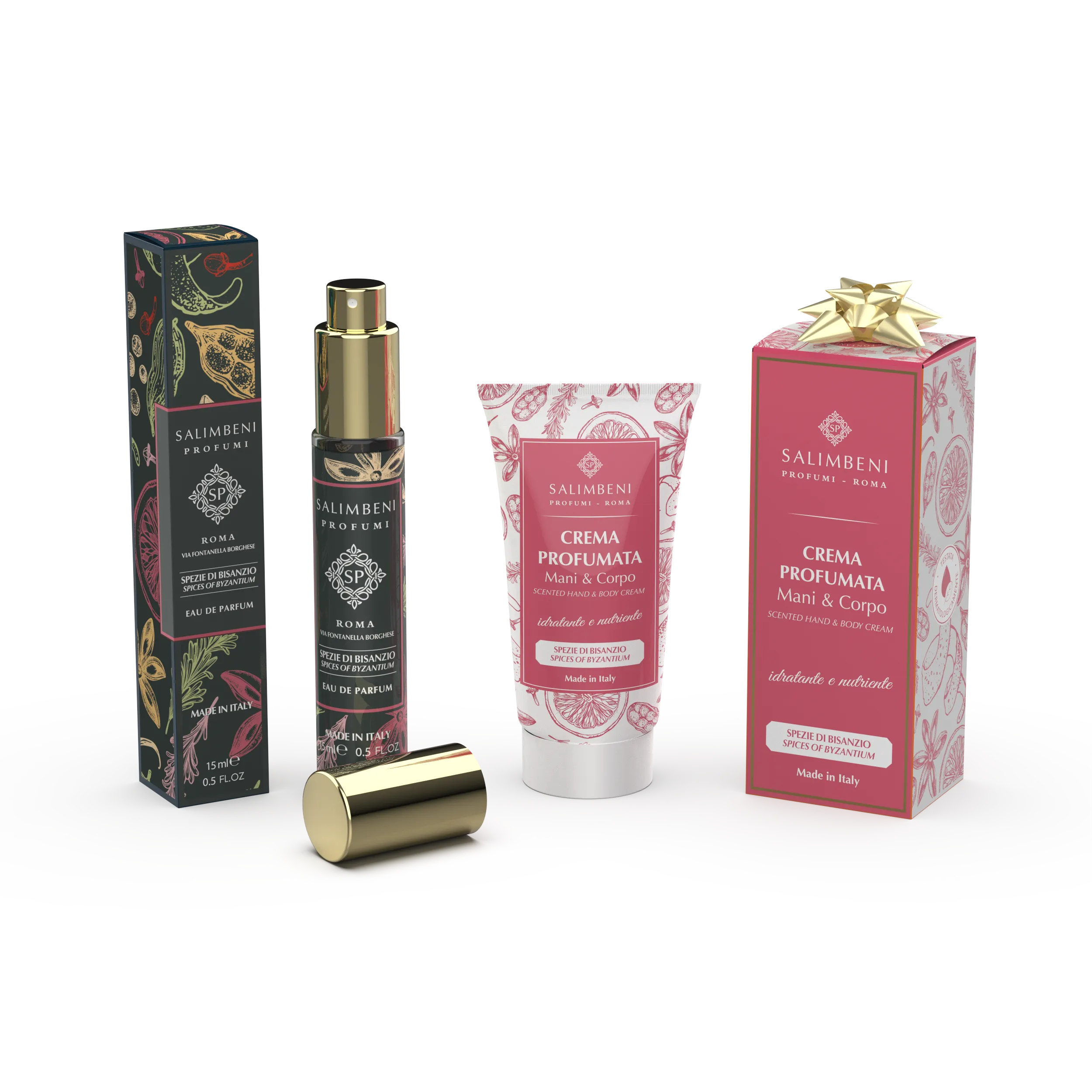 Set da viaggio:  Eau de Parfum 15ml a scelta   Crema Profumata 50ml nella stessa fragranza in PROVA OMAGGIO