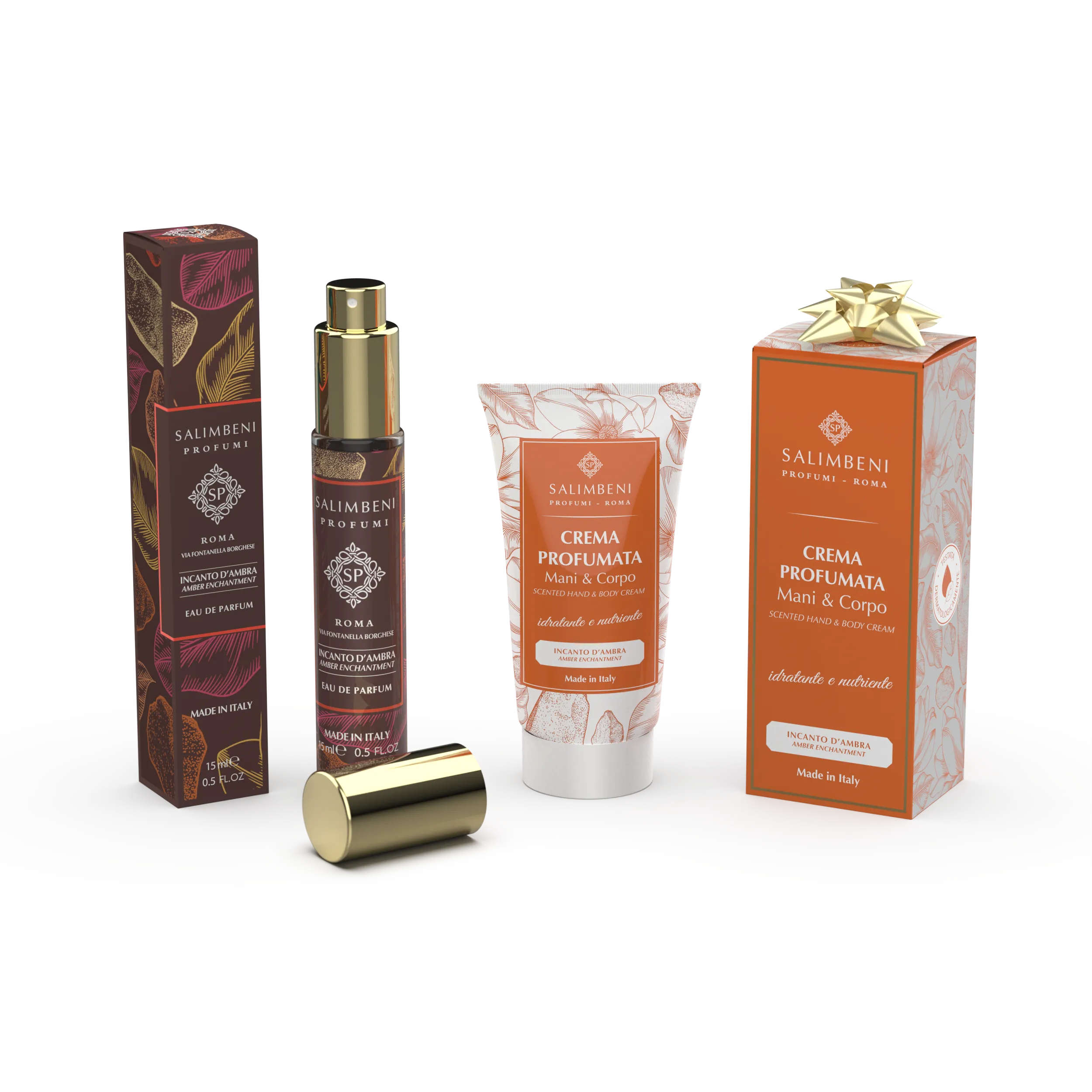 Set da viaggio:  Eau de Parfum 15ml a scelta   Crema Profumata 50ml nella stessa fragranza in PROVA OMAGGIO