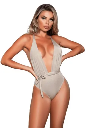 Sexy Zara Lurex Criss Cross Strap Plunge Swimsuit