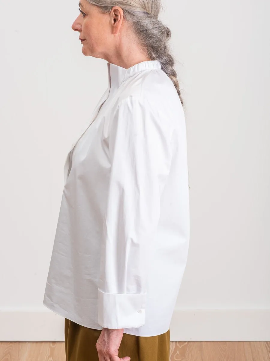 shirred split neck top