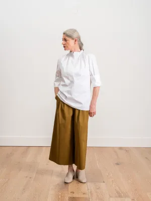 shirred split neck top