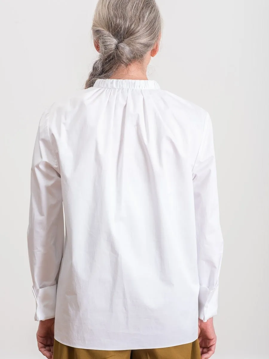 shirred split neck top