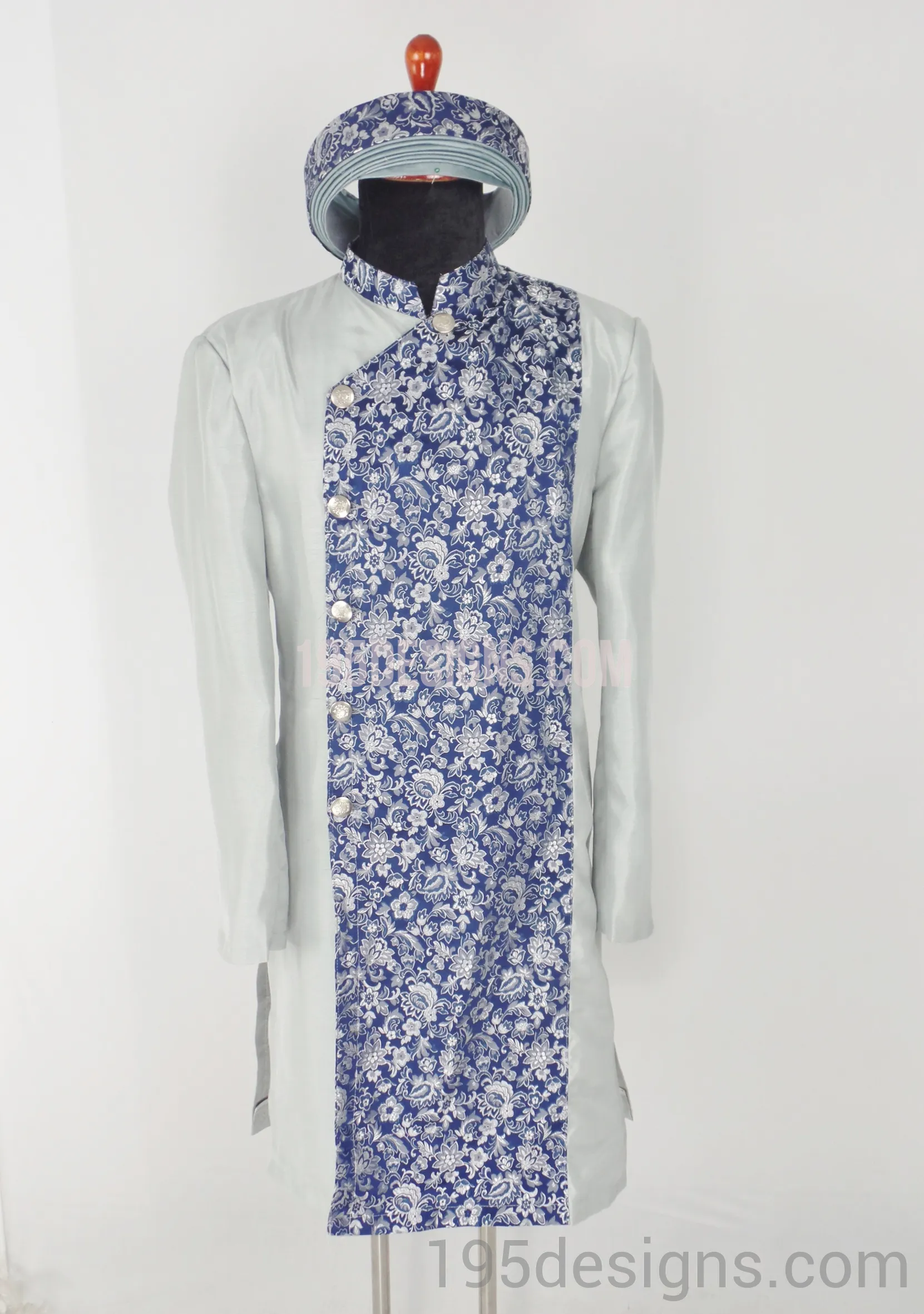 Silver Brocade Ao Dai Men -  Áo Dài Gấm Nam