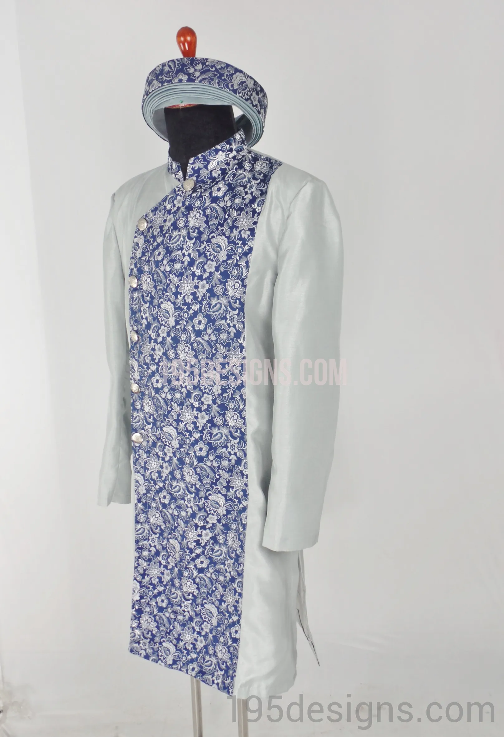 Silver Brocade Ao Dai Men -  Áo Dài Gấm Nam