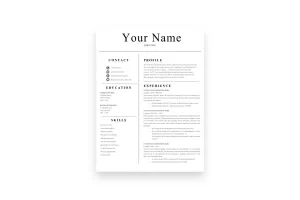 Simple 1-Page CV Template Modern Resume Design