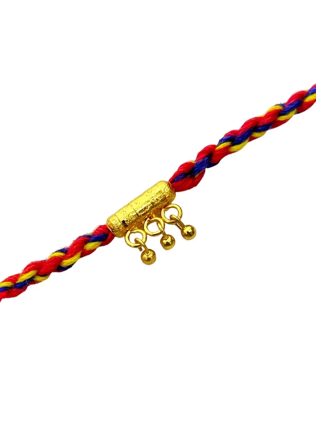 Simple Colorful Rakhi Criss Cross Thread Rakhi With Ghungroo For Raksha Bandhan