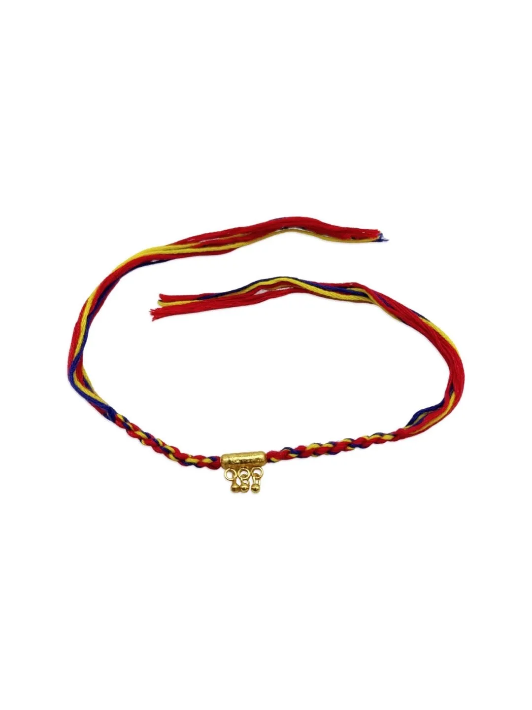 Simple Colorful Rakhi Criss Cross Thread Rakhi With Ghungroo For Raksha Bandhan