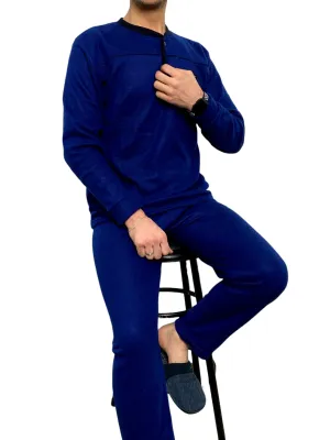Simple Dark Blue Fleece Pajama