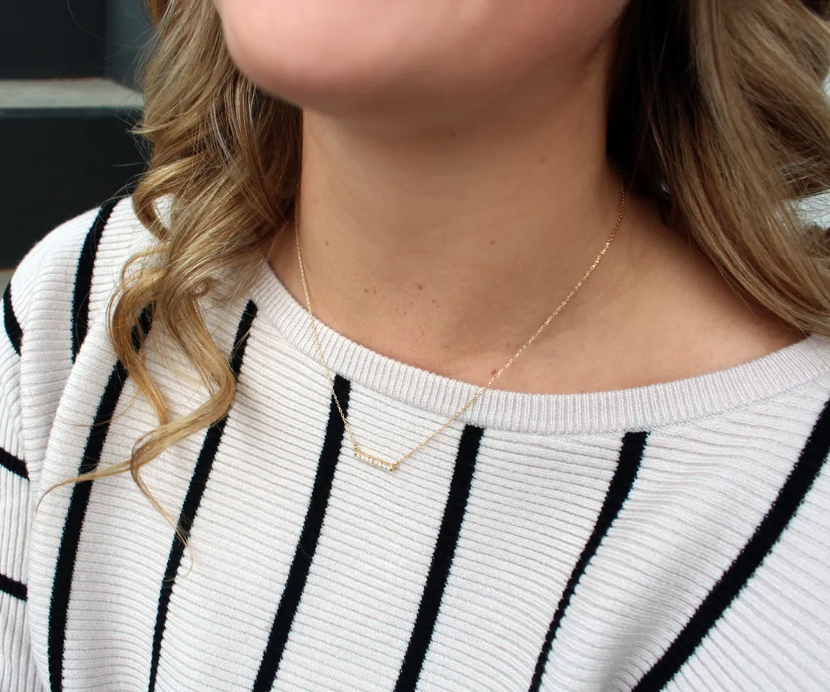 Simple Diamond Bar Gold Necklace