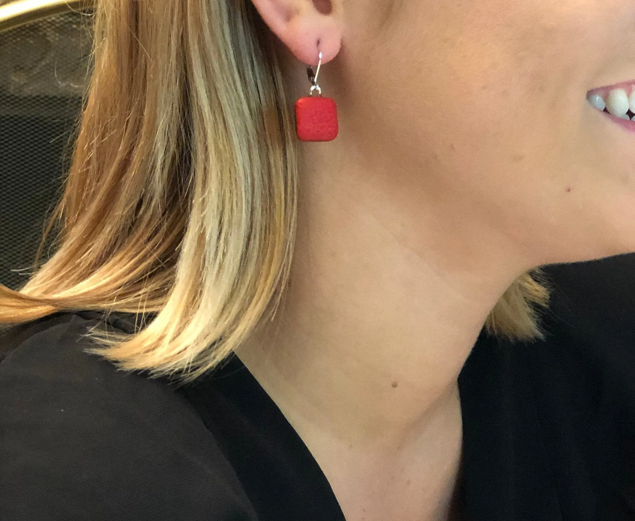 Simple Square Dangle Earring - Copper