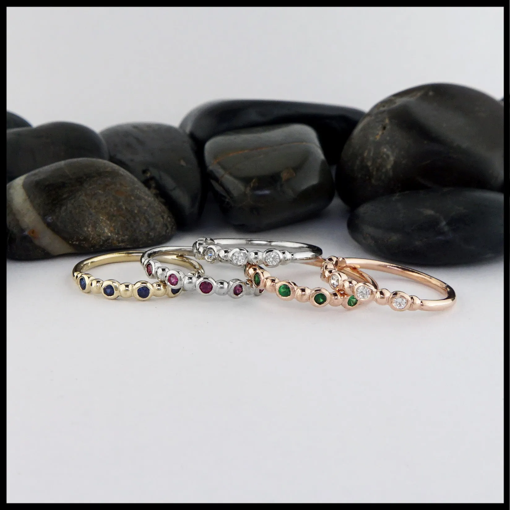 Simple Stacking Ring with Gemstones