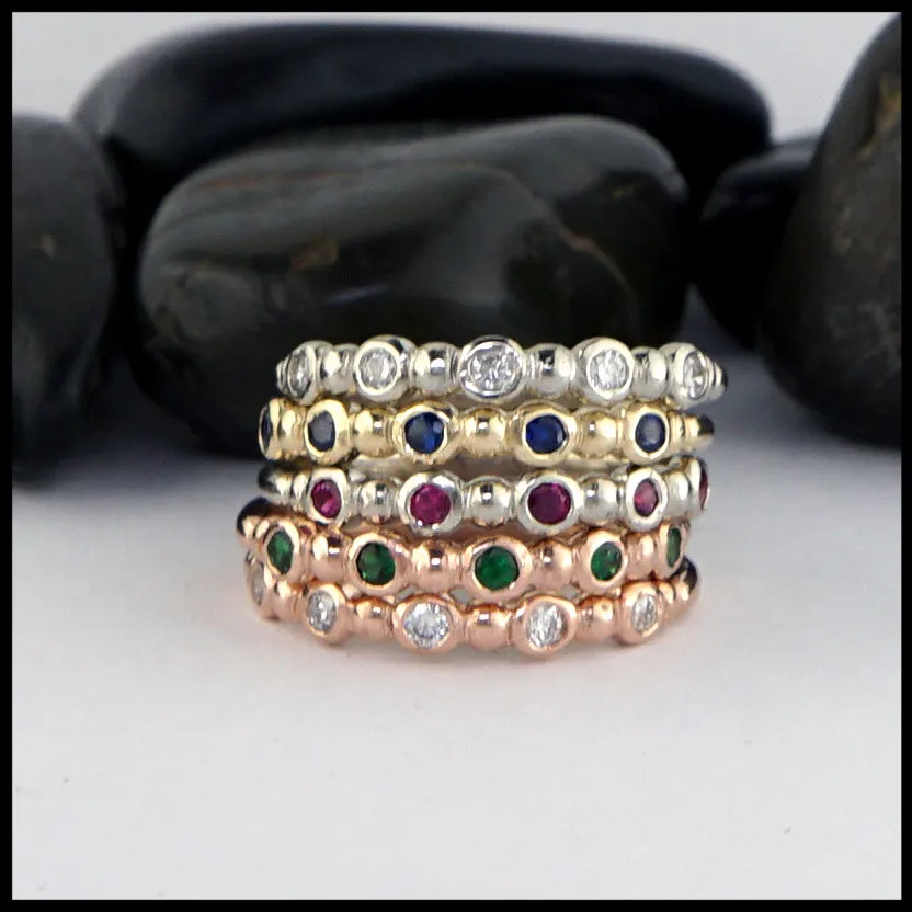 Simple Stacking Ring with Gemstones