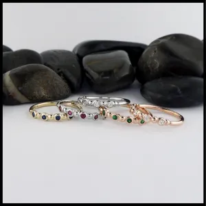 Simple Stacking Ring with Gemstones