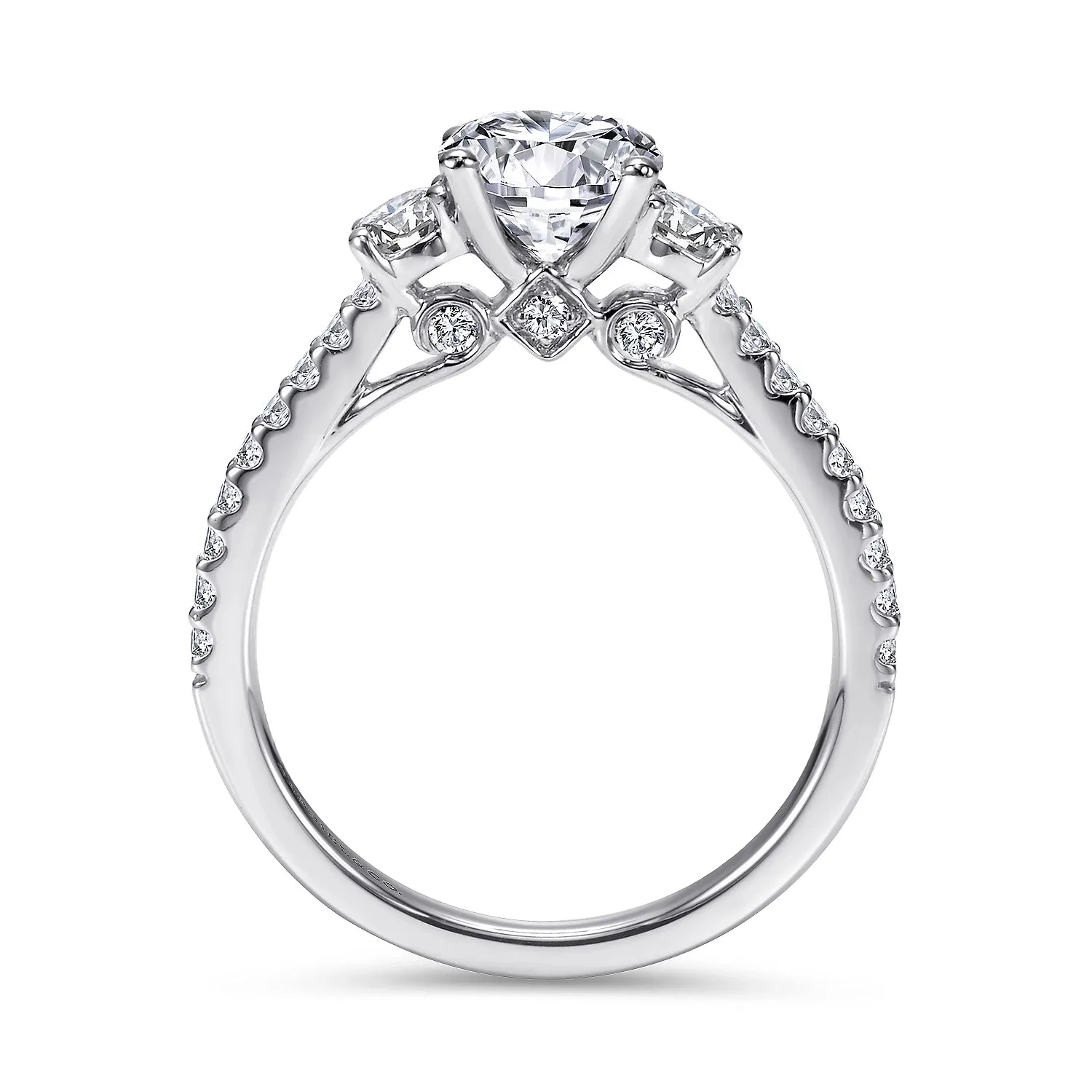 Simple Three Stone Diamond Engagement Ring Mounting